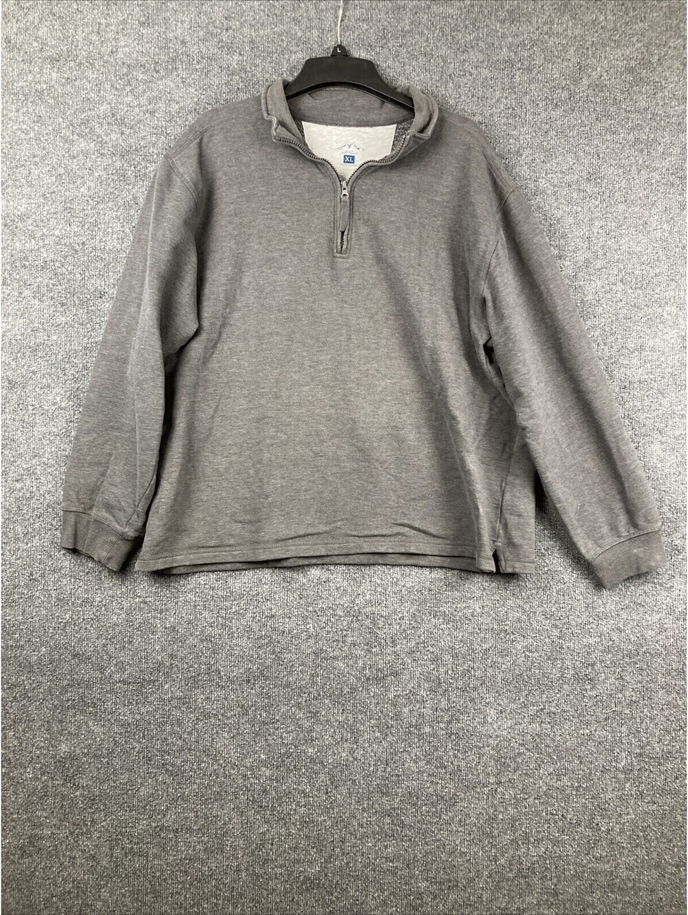 Blue Mountain Mens Size XL Dark Gray 1/4 Zip Long Sleeve Pullover Fleece